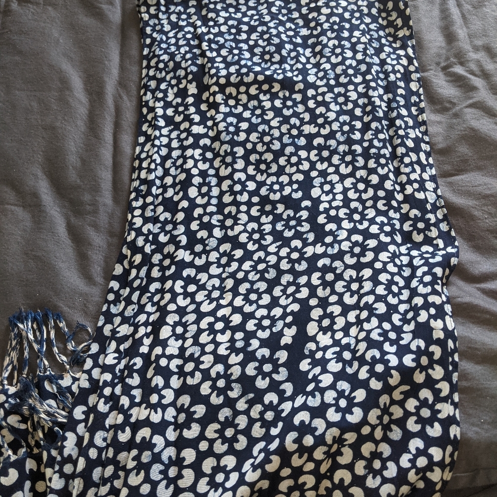 Navy batik floral scarf